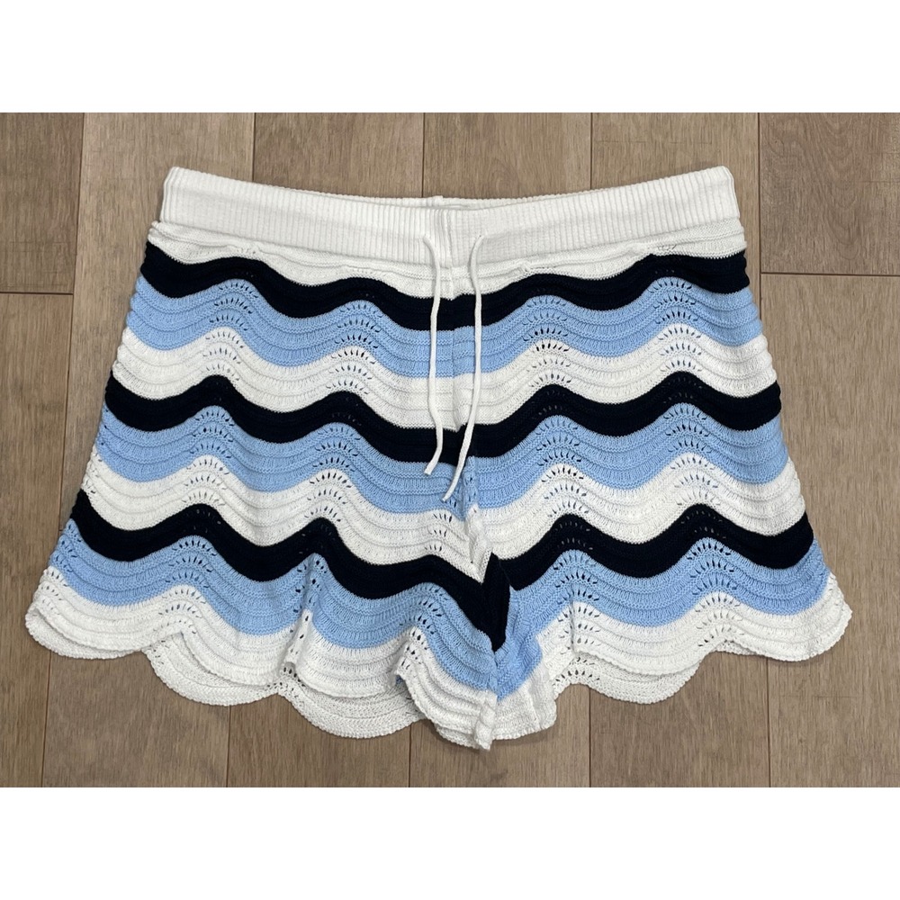 Edited x Hunter McGrady Crochet Shorts Womens L Blue Multi NWT Wave High Rise